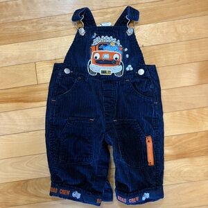 VINTAGE Y2K 90s Cord Overalls Baby Construction Dump Truck Baby size 3-6 months